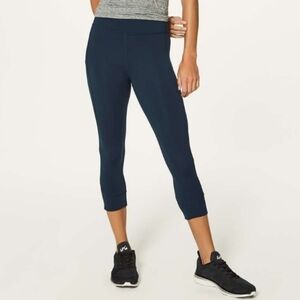 Lululemon Nocturnal Teal Navy Blue In Movement Crop Everlux 19" Leggings